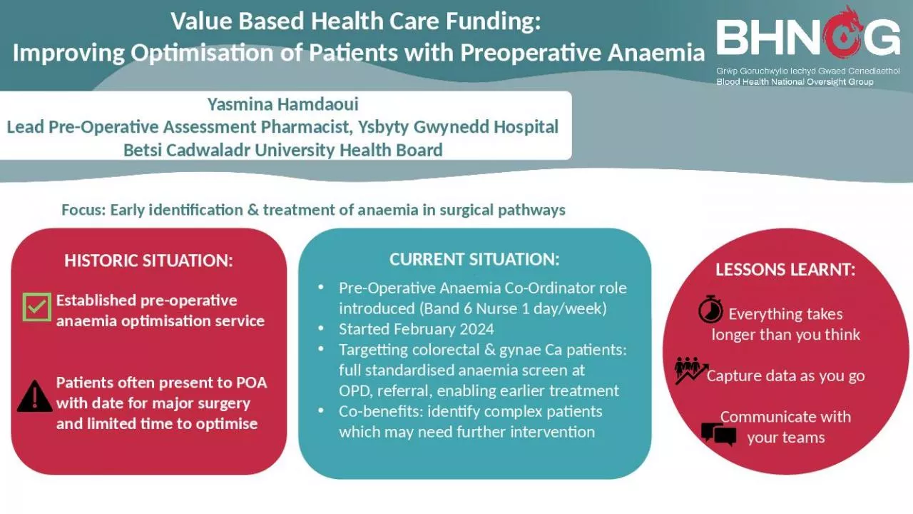 PPT-Value Based Health Optimisation Patients Preoperative Assessment