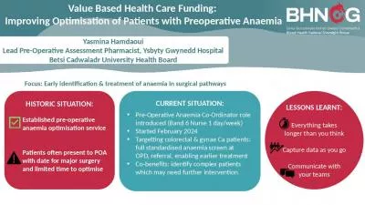 Value Based Health Optimisation Patients Preoperative Assessment