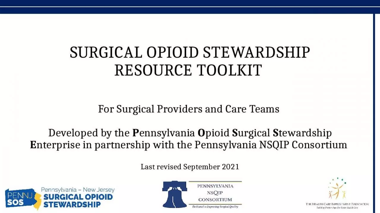 PPT-Surgical Providers Teams Developed Pennsylvania Opioid Surgical