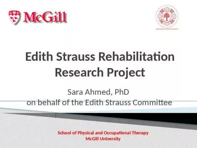 Edith Strauss Rehabilitation Research Ahmed Edith Strauss Physical