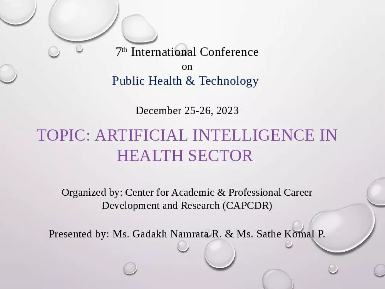 PPT-International Health Technology December Center Academic Professional