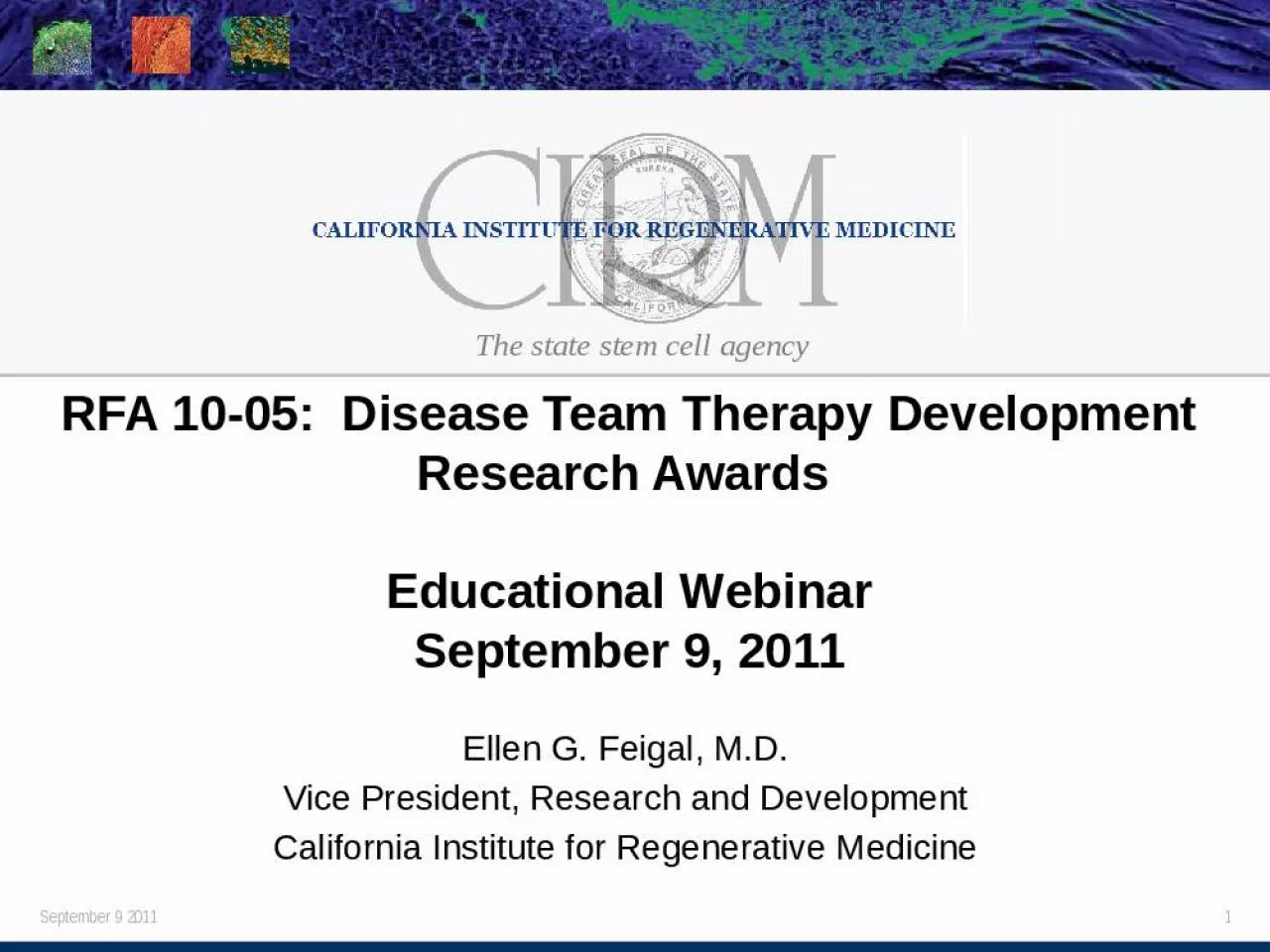 PPT-September Disease Therapy Development Research Awards Educational