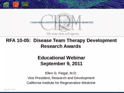 September Disease Therapy Development Research Awards Educational