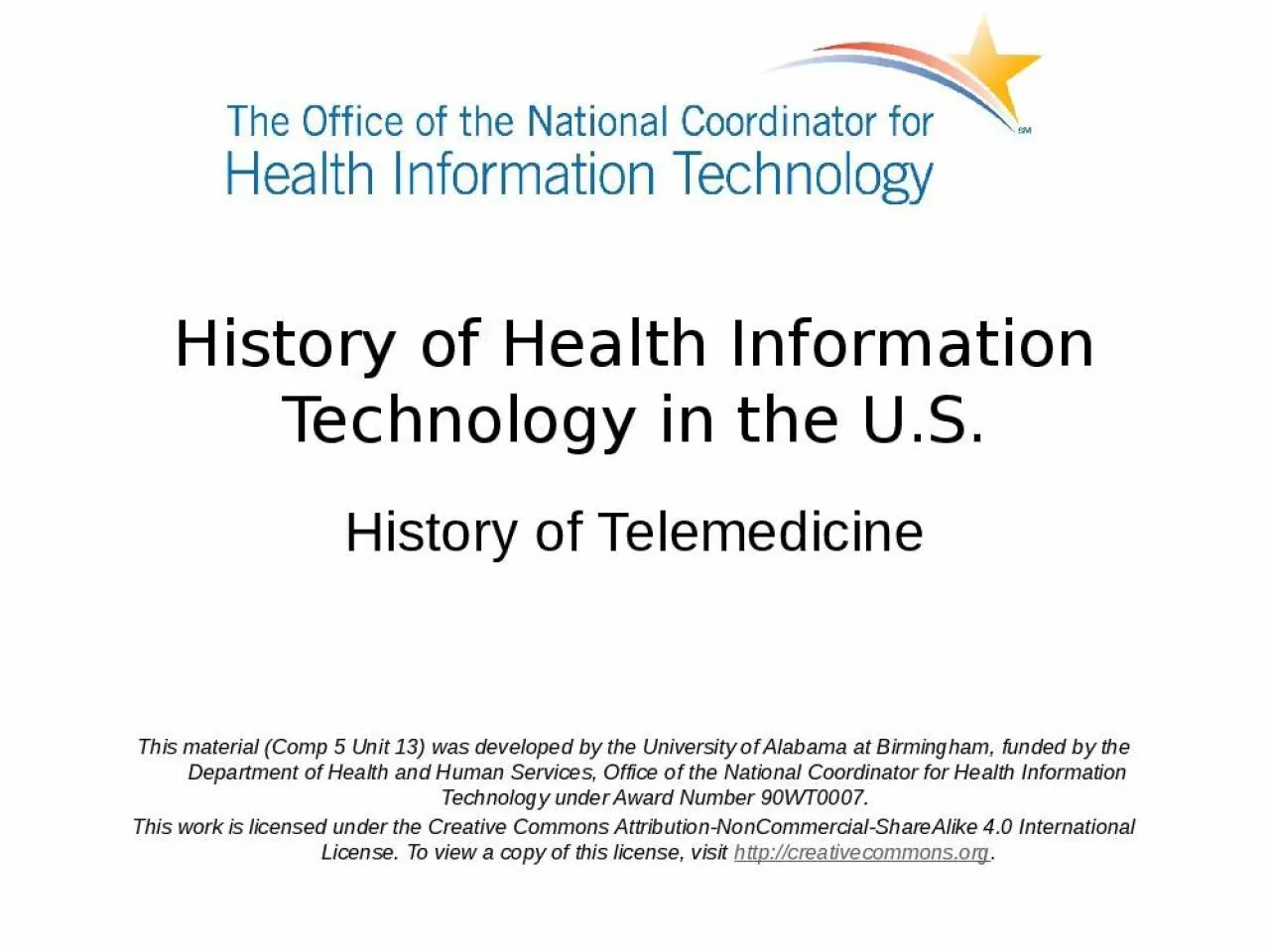 PPT-History Health Information Technology University Alabama Birmingham