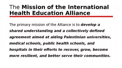 Mission International Health Education Alliance Palestinian Facilitate