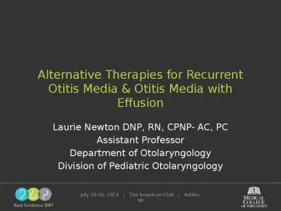 Alternative Therapies Recurrent Otitis Media Otitis Media Newton