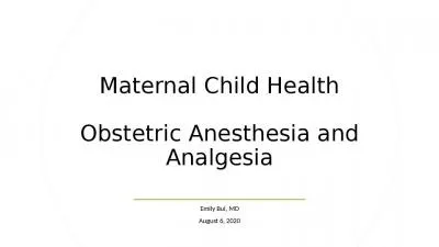 Maternal Child Anesthesia Analgesia