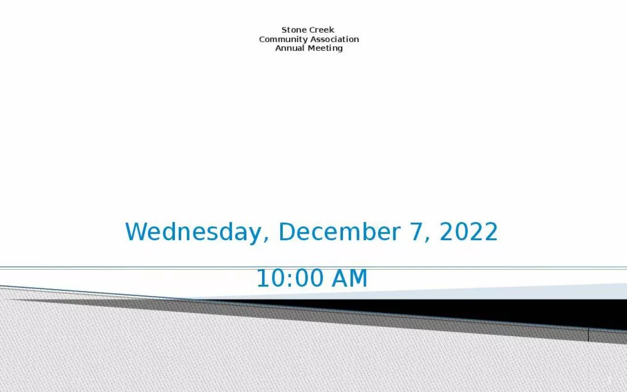 PPT-Stone Creek Community December Board Members Members Meeting Agenda