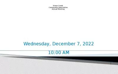 Stone Creek Community December Board Members Members Meeting Agenda