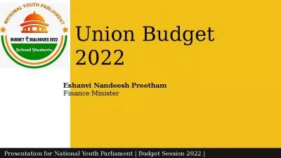 Union Budget Presentation National Youth Parliament Budget Session