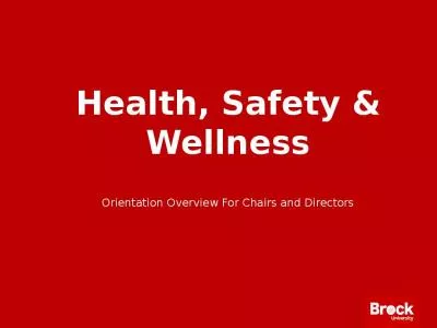 Health Safety Overview Chairs Directors Occupational Health Safety