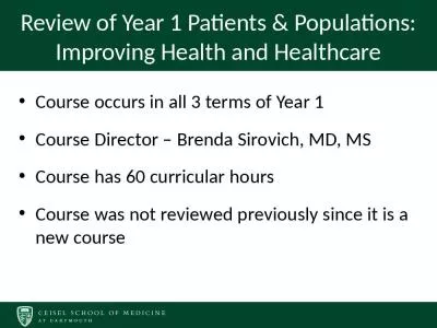 Review Patients Populations Improving Health Course Director Brenda