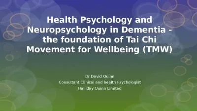 Health Psychology Neuropsychology Dementia Movement Wellbeing David