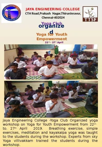 Youth Empowermentnd April Engineering College Organized Youth