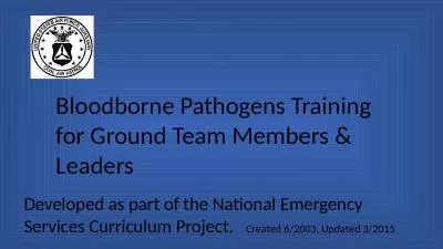 Bloodborne Pathogens Training Ground Members National Emergency