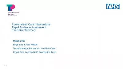 Personalised Evidence Ellis Partners Health London Foundation Trust