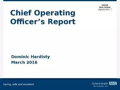 Chief Operating Officers Agenda Children Young People Horizon