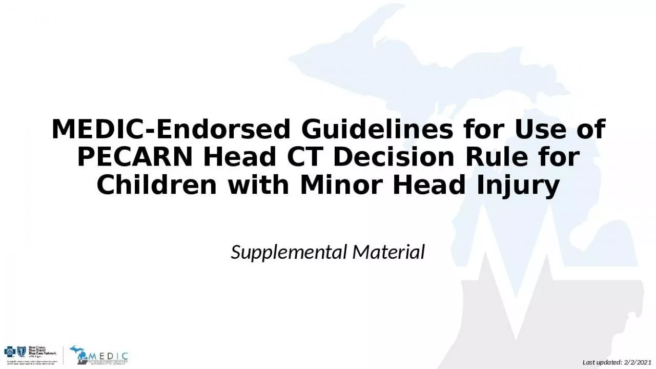 PPT-Guidelines Decision Children Minor Michigan Emergency Department