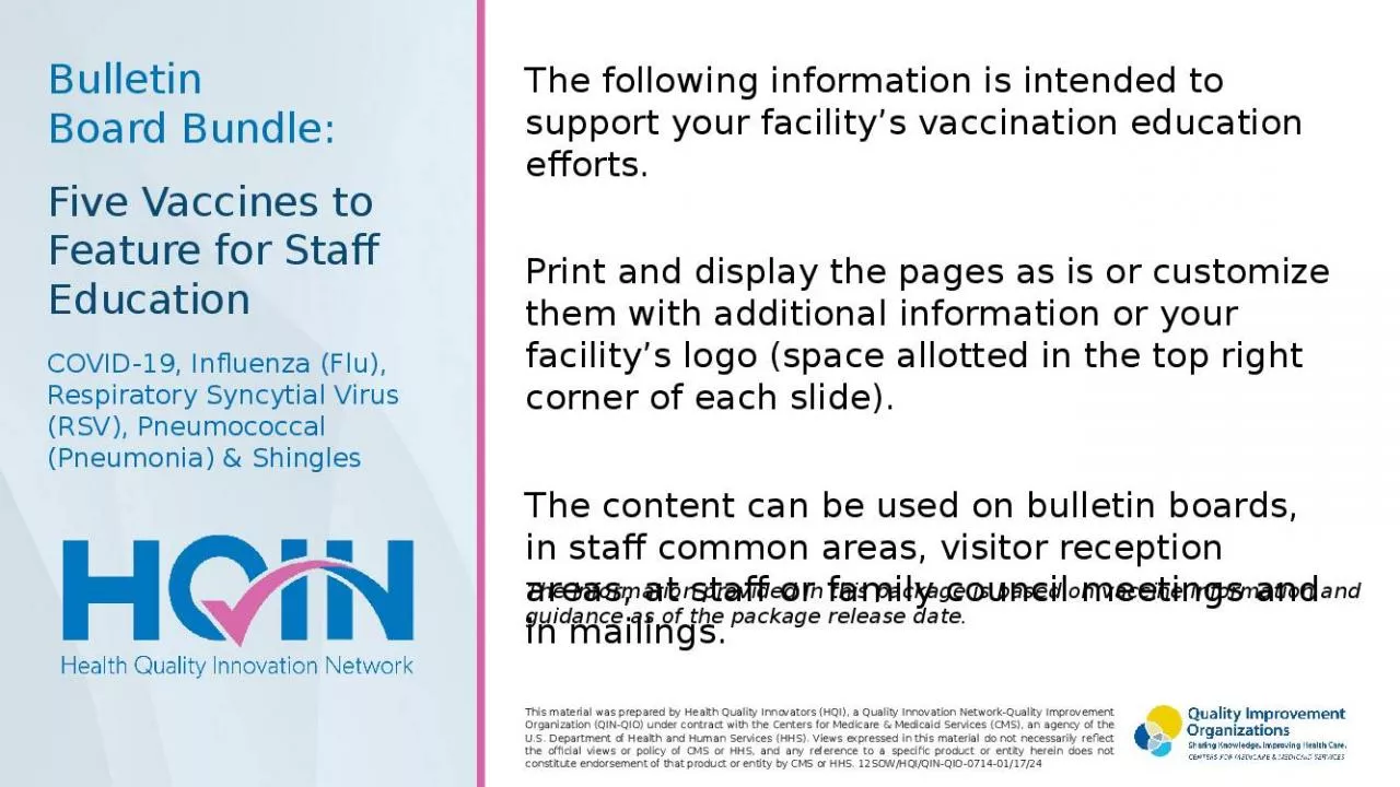 PPT-Vaccines Feature Staff Influenza Respiratory Syncytial Virus