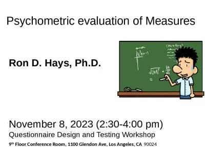 Psychometric Measures November Design Testing Workshopth Floor