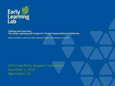 Testing Learning Early Learning Project Three Communities Boller