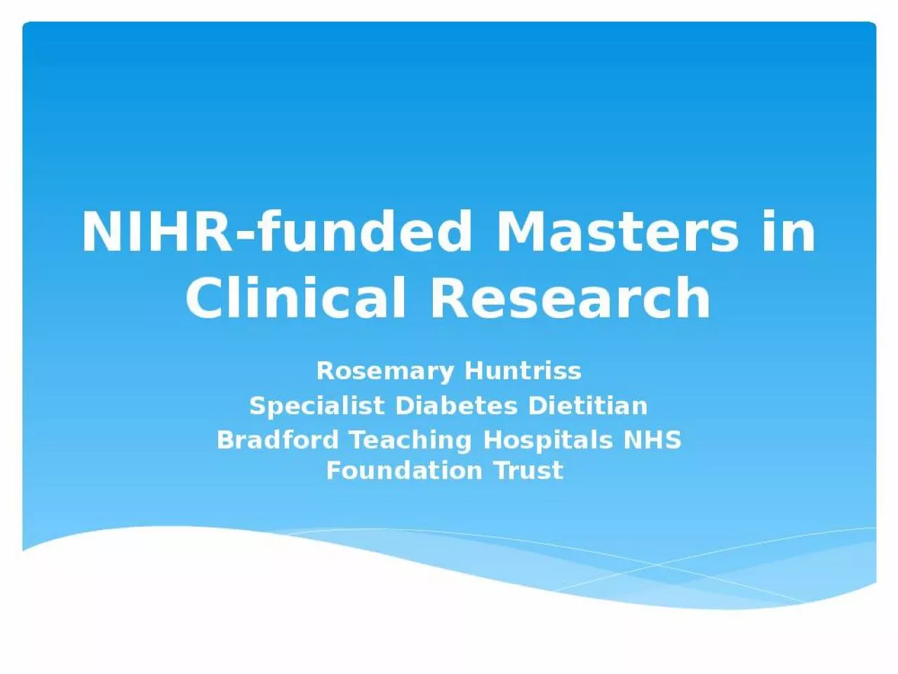 PPT-Masters Clinical Diabetes Teaching Hospitals Foundation Trust Advanced