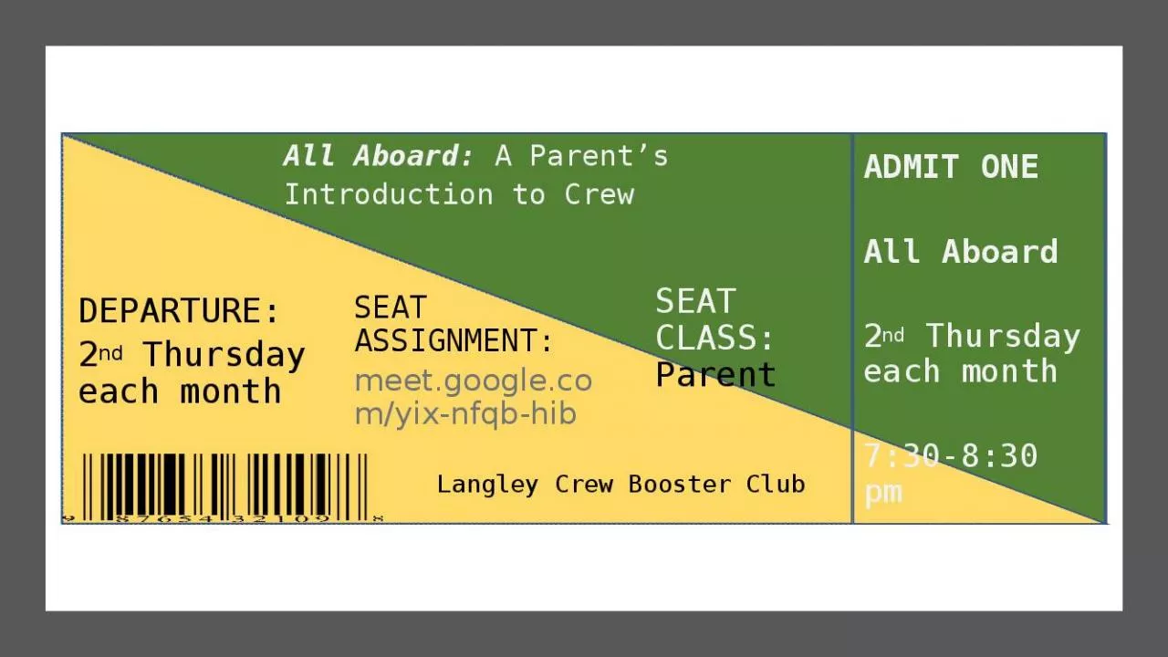 PPT-Aboardnd Thursday Aboard Parents Introduction Booster Thursday