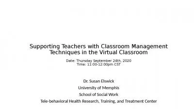 Supporting Teachers Classroom Management Techniques Virtual Thursday