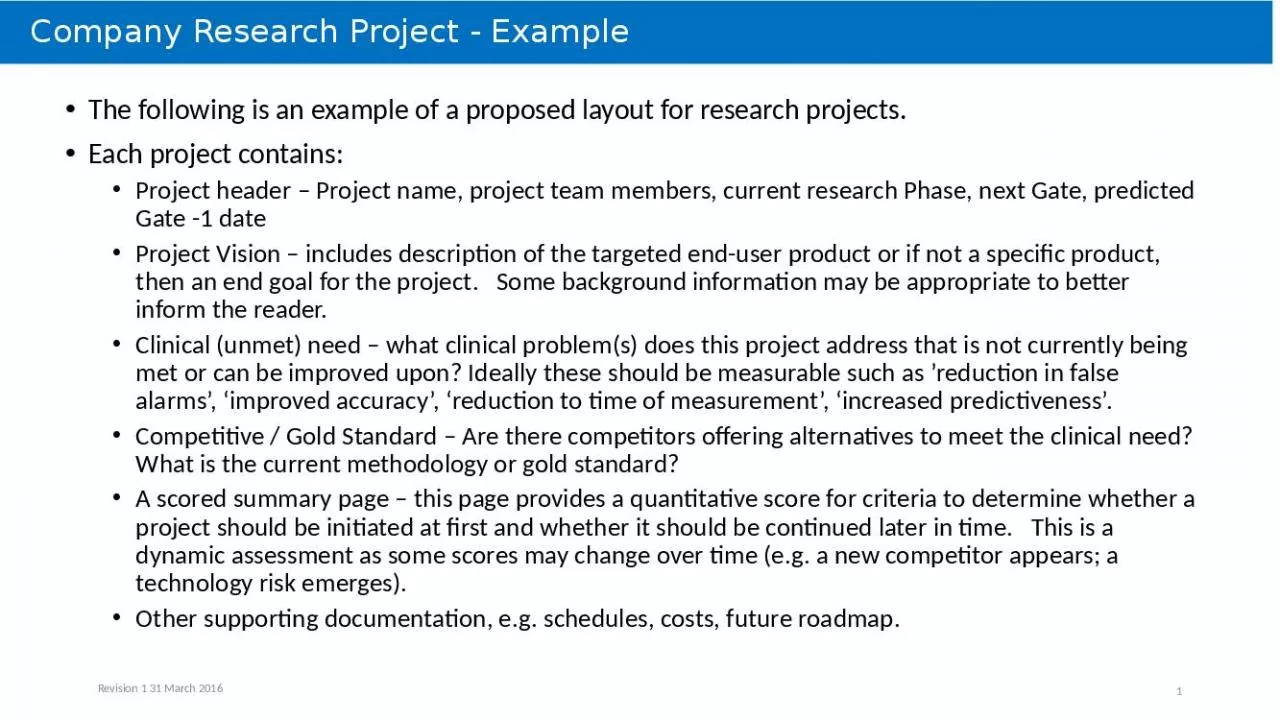 PPT-Company Research Project Project Phase Vision