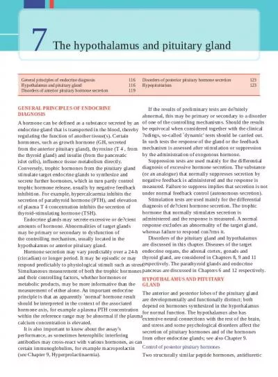 General Disorders Hypothalamus Hypopituitarism Disorders