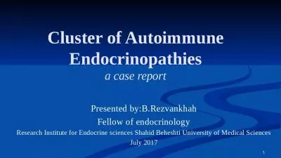 Cluster Autoimmune Endocrinopathiesa Institute Endocrine Shahid