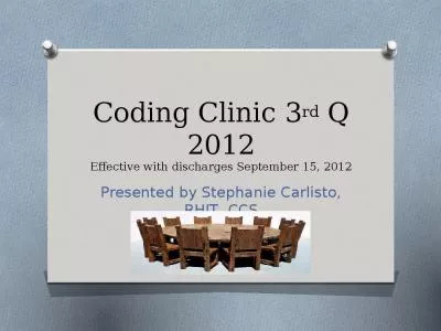 Coding Clinic Effective September Presented Stephanie Carlisto