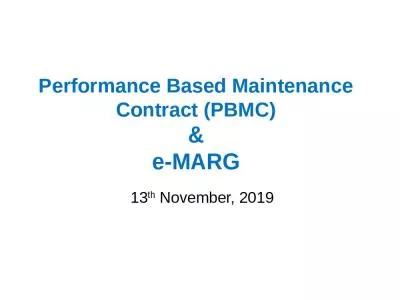 Performance Based Maintenance Contract November Performance Based