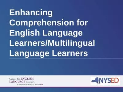 pEnhancingComprehensionforEnglishLanguageLearnersMultilingualLanguageL