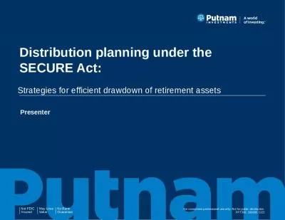 Distribution planning under the SECURE Act: