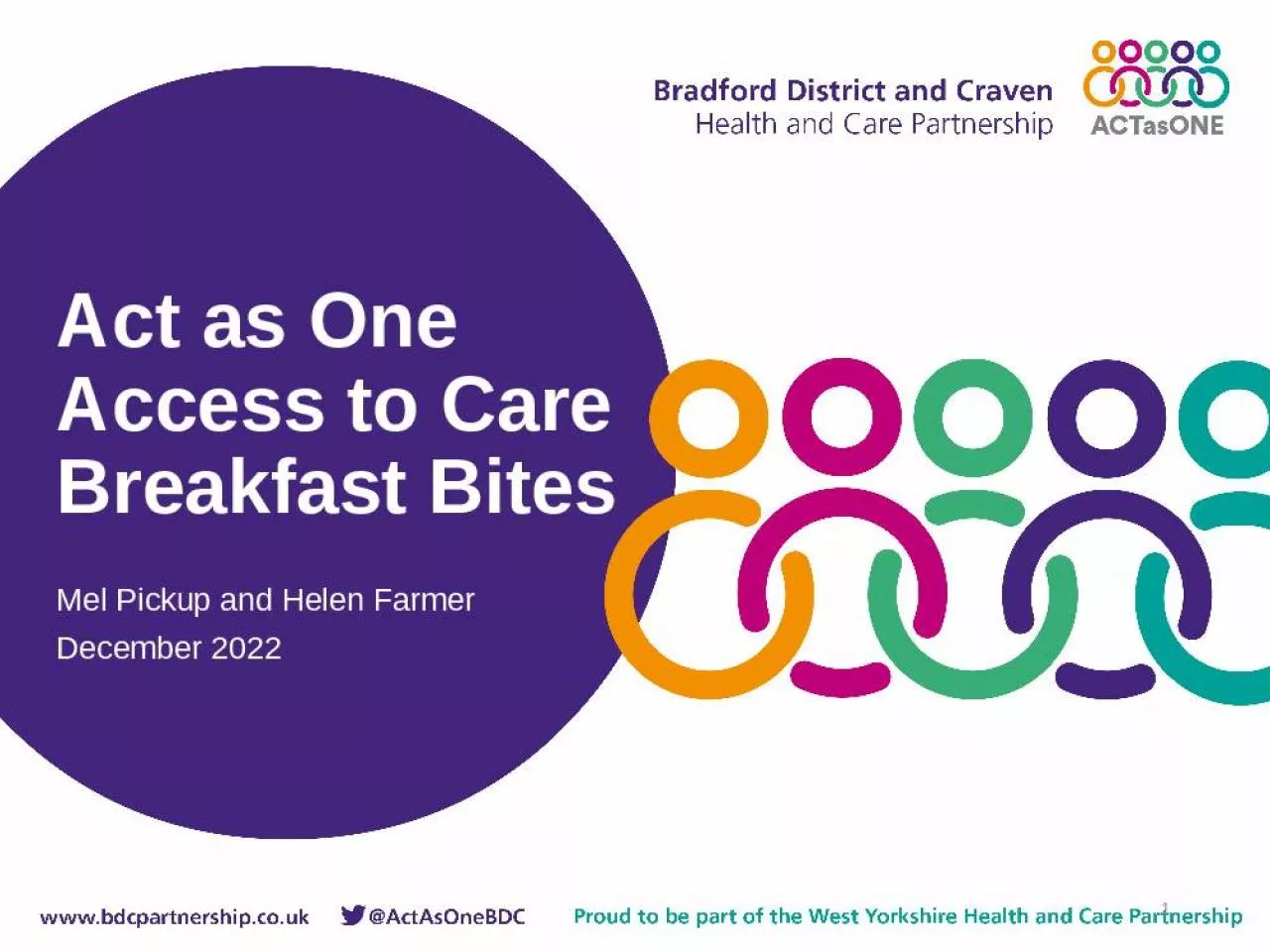 PPT-Act as One Access to Care Breakfast Bites