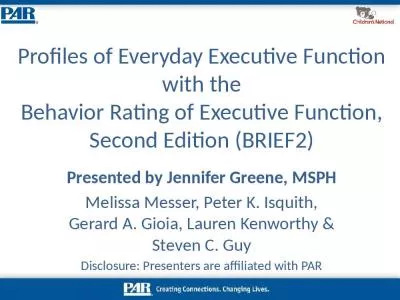 Profiles of Everyday Executive Function with the Behavior Rating of Executive Function,