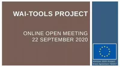 WAI-Tools Project Online Open Meeting 22 September 2020