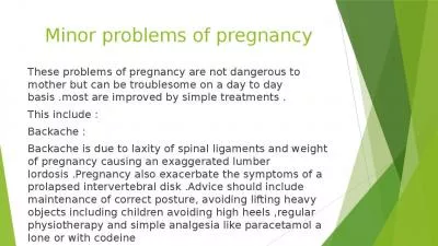 Minor problems of pregnancy