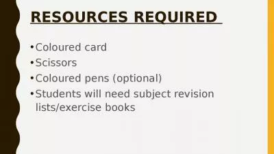 RESOURCES REQUIRED