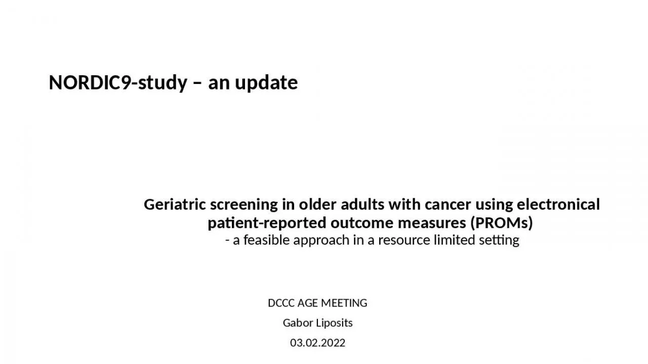 PPT-Geriatric screening in older adults with cancer using electronical patient-reported outcome