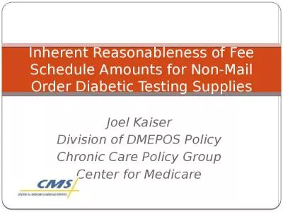 Inherent Reasonableness of Fee Schedule Amounts for Non-Mail Order Diabetic Testing Supplies