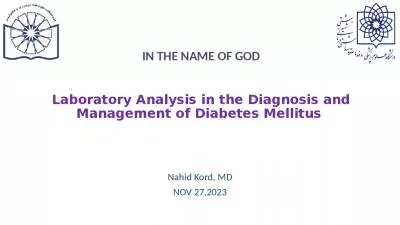 IN THE NAME OF GOD Laboratory Analysis in the Diagnosis and Management of Diabetes Mellitus