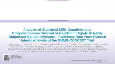 Analysis of Sustained MRD-Negativity and  Progression-Free Survival of Isa-KRd in High-Risk Newly Diagnosed Multiple Myeloma   Additional Data From Planned Interim Analysis of the GMMG-CONCEPT Trial