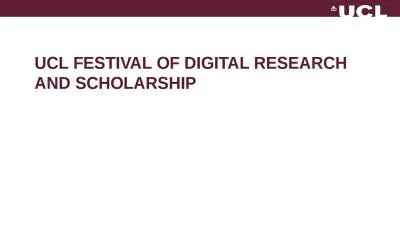 UCL Festival of Digital Research and scholarship