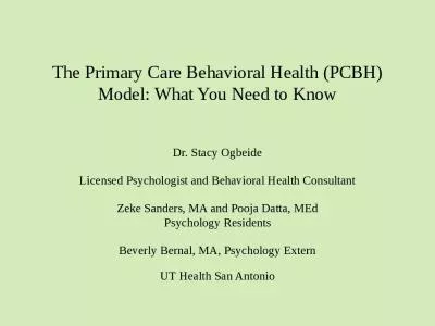 The Primary Care Behavioral Health (PCBH) Model: What You Need to Know