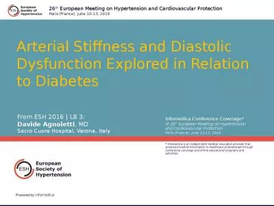 Arterial Stiffness and Diastolic Dysfunction Explored in Relation to Diabetes