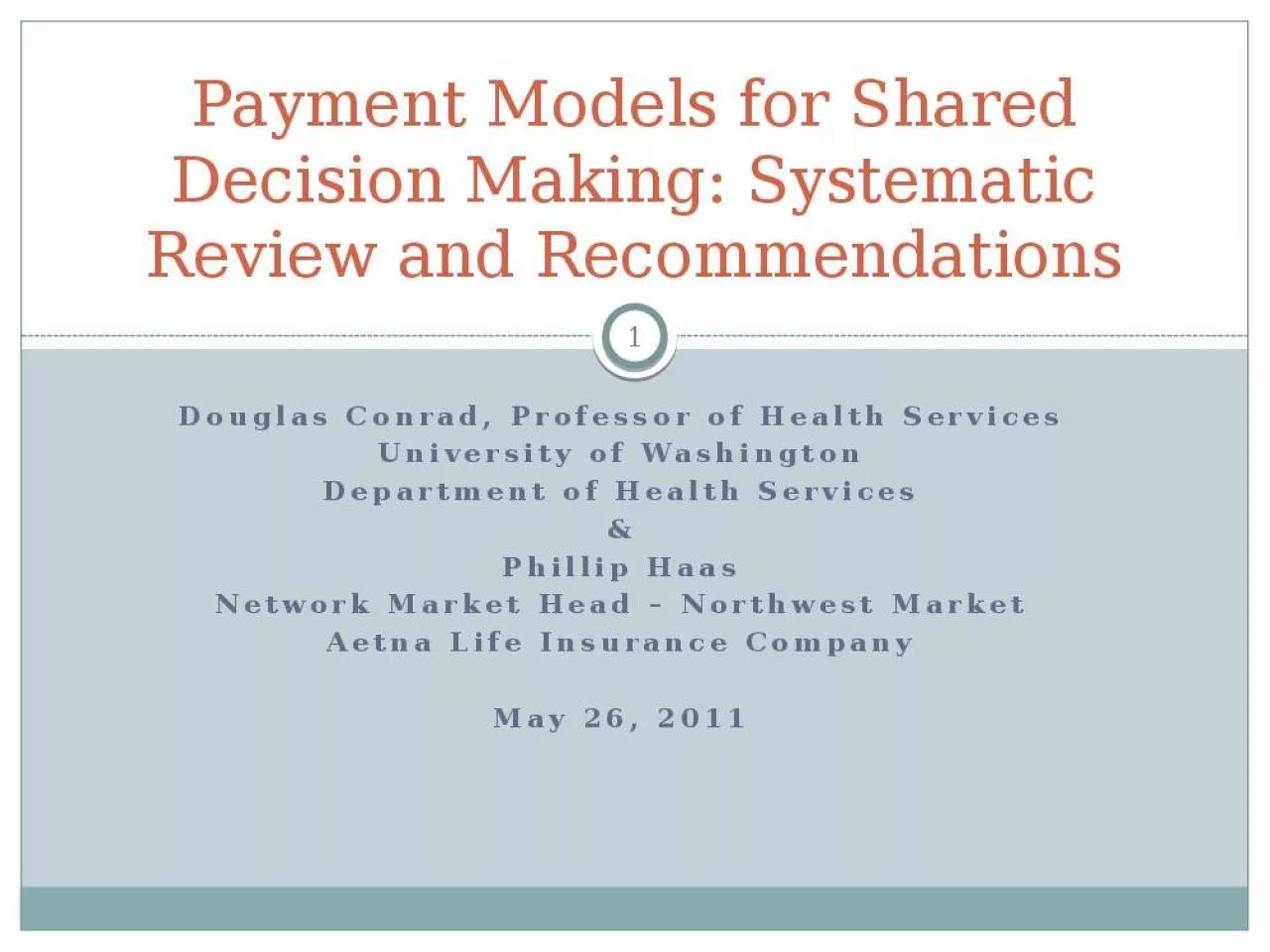 PPT-Payment Models for Shared Decision Making: Systematic Review and Recommendations