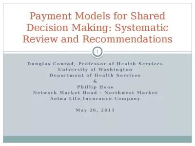 Payment Models for Shared Decision Making: Systematic Review and Recommendations