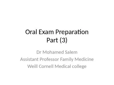 Oral Exam Preparation Part (3)